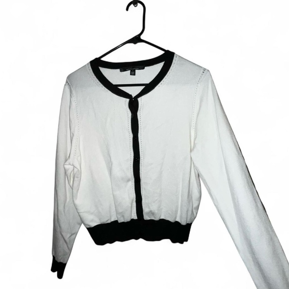 White House Black Market Ivory Sweater with Ebony Accents